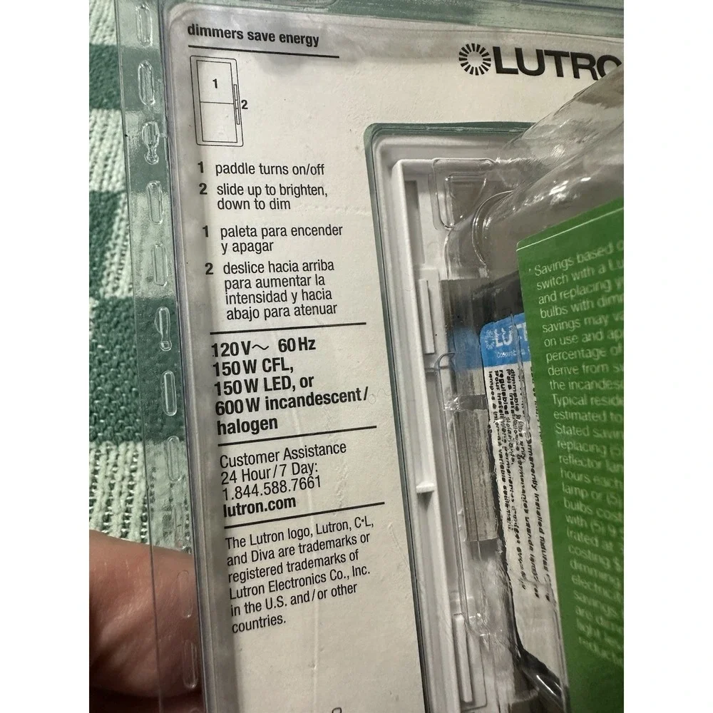 Lutron Diva White C-L Dimmer Switch Single Pole Or 3-Way  DVWCL-153PH-WH
